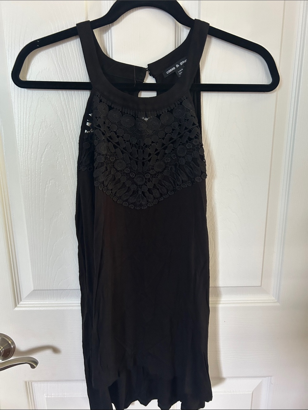 Crochet Yoke Black Mini Dress by Candie's